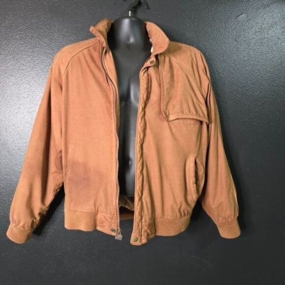Vintage 90s Marlboro Suede Leather Bomber Jacket Mens L Rugged Distressed - Picture 1 of 16